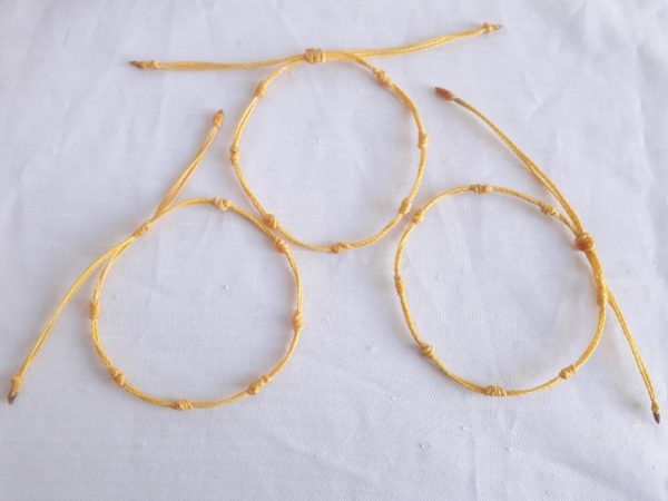 3 Pulsera 7 Nudos Regulable.hilo Amarillo Macramé.abundancia - Imagen 3