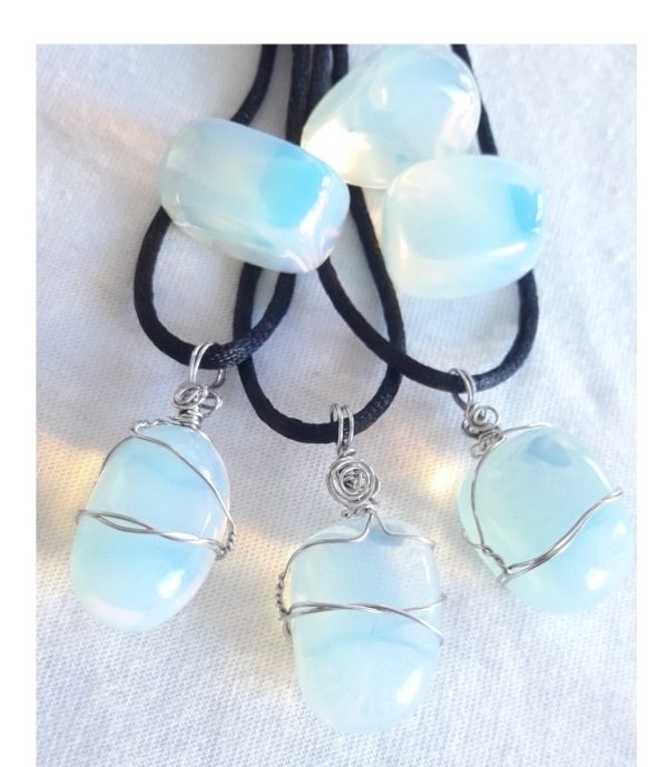 COLLAR ACERO - OPALINA / PIEDRA de la LUNA - Nuevos Comienzos, Intuición, Ciclicidad - Imagen 2