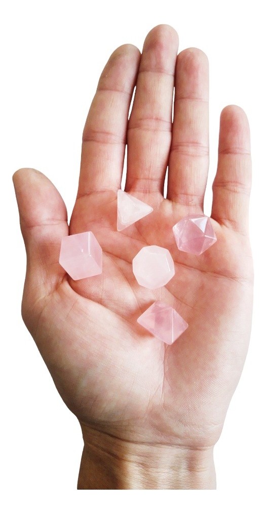 Solido Platónico De Cuarzo Rosa Natural. Amor Y Relajación