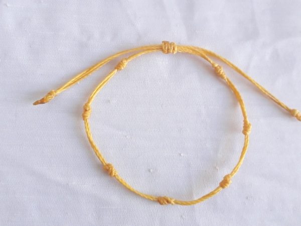 3 Pulsera 7 Nudos Regulable.hilo Amarillo Macramé.abundancia - Imagen 4