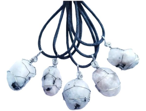 PIEDRA de la LUNA  Natural - COLLAR ACERO - Nuevos Comienzos, Intuición y Ciclicidad