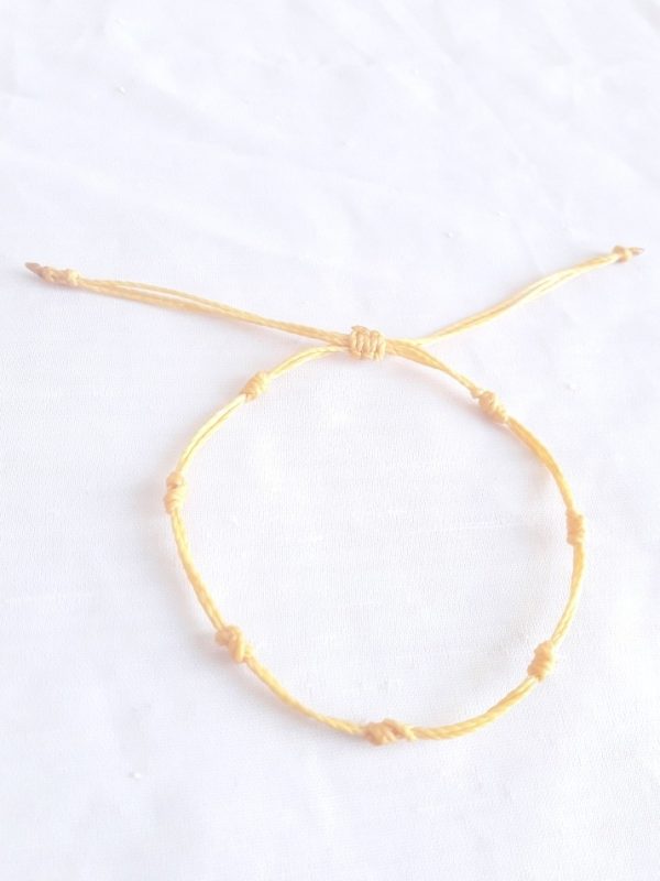 3 Pulsera 7 Nudos Regulable.hilo Amarillo Macramé.abundancia - Imagen 2
