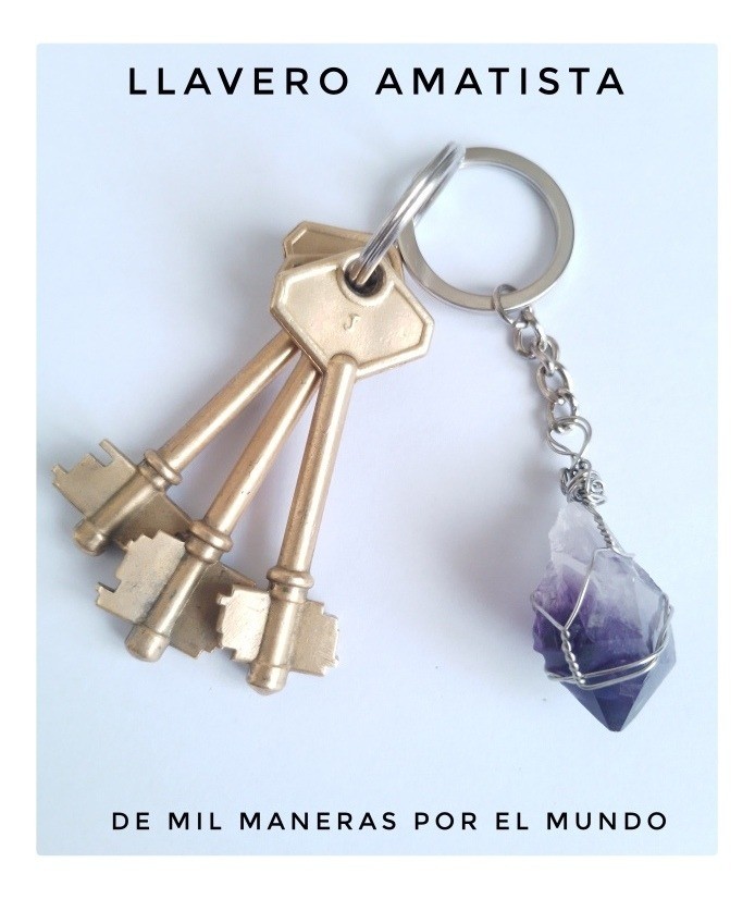 Amatista. Llavero De Acero. Piedra Energética. Trasmutación. - Imagen 2