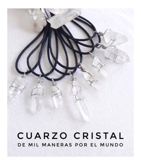 Cuarzo Cristal Collar Acero Regulable. Piedras Natural. - Imagen 3