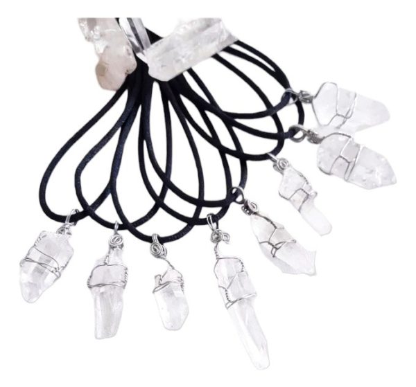 Cuarzo Cristal Collar Acero Regulable. Piedras Natural.