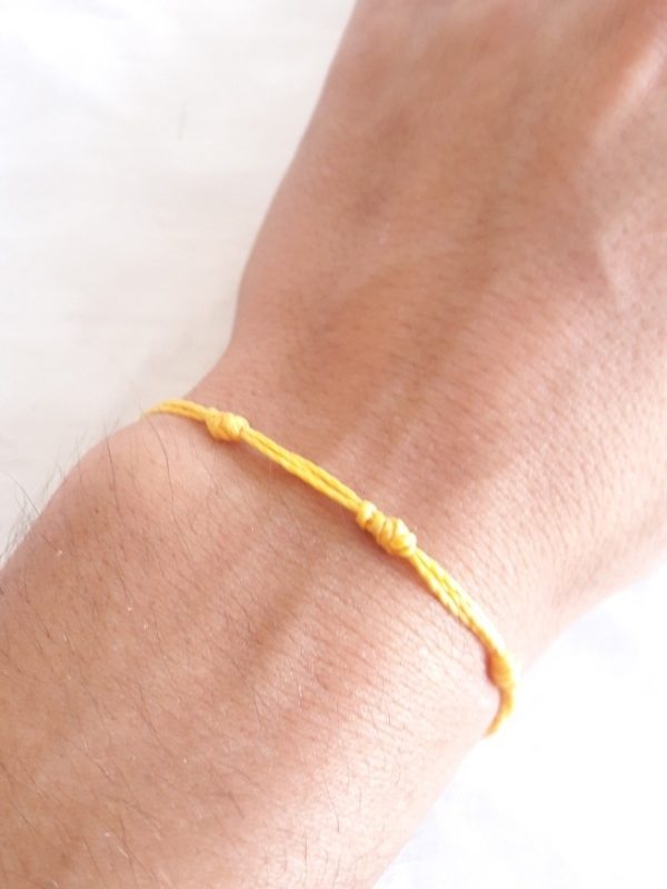 3 Pulsera 7 Nudos Regulable.hilo Amarillo Macramé.abundancia