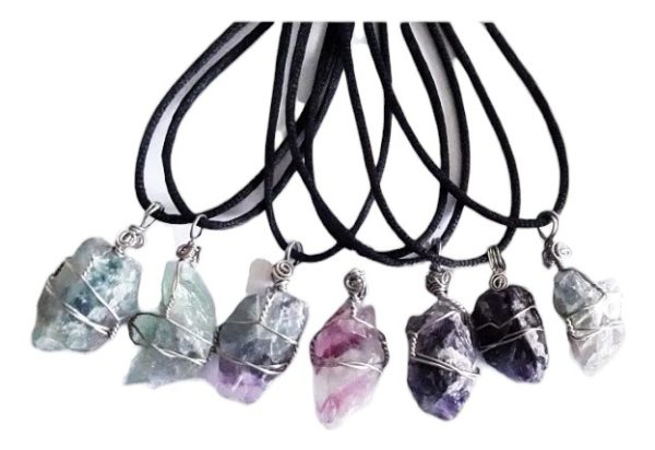 COLLAR ACERO - FLUORITA - Expande Conciencia