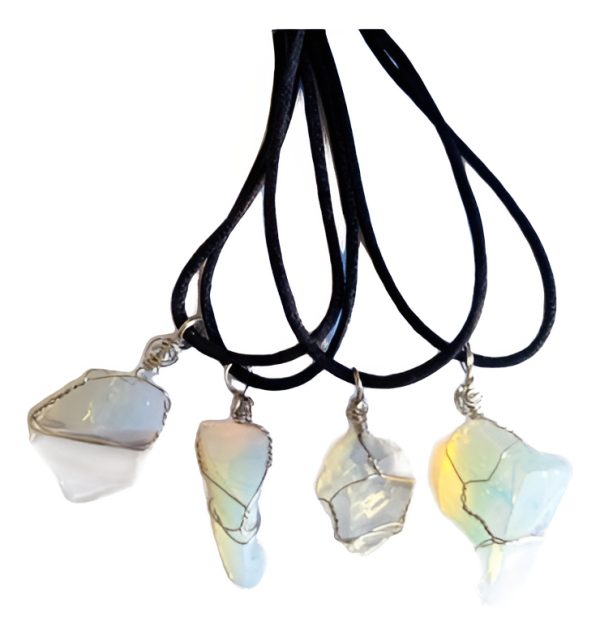 OPALINA / PIEDRA de la LUNA COLLAR ACERO - Nuevos Comienzos, Intuición, Ciclicidad