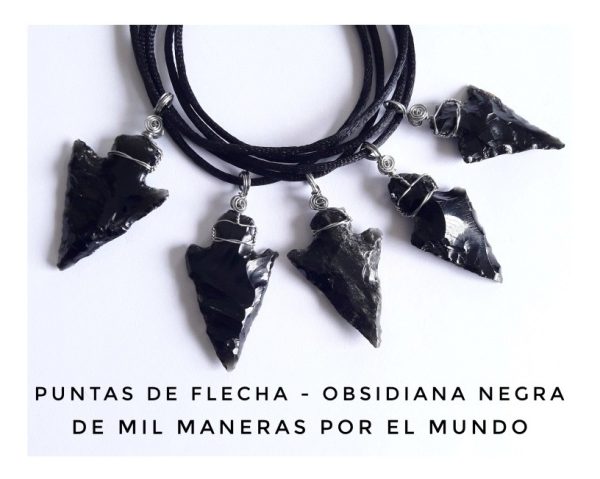 Collar Obsidiana Negra Puntas De Flecha. Acero, Protección - Imagen 2