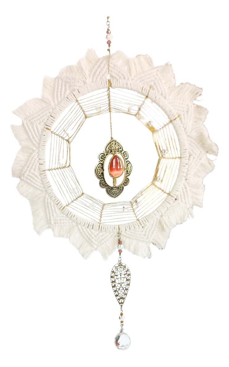 Atrapasol - Atrapasueño.cairel Macramé-cristales. Decoracion - Imagen 3
