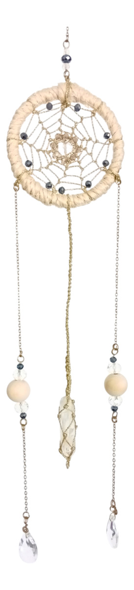 Atrapasueño Con Cuarzo Cristal Lemuriano. Macramé.
