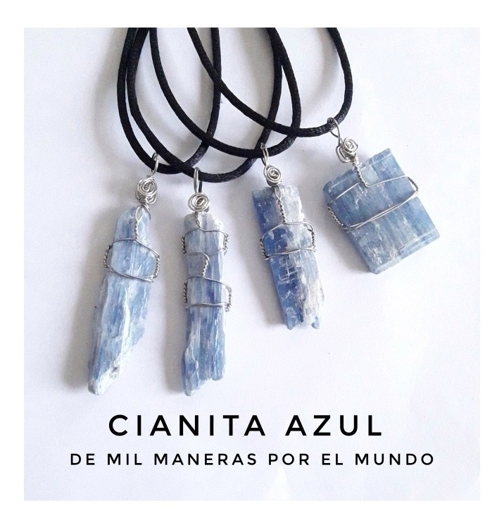 Cianita Azul Piedra Natural. Collar De Acero, Regulable. - Imagen 2