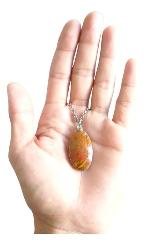 Dije Onix Veteado Y Cadena Acero. Piedra Protección - Imagen 7