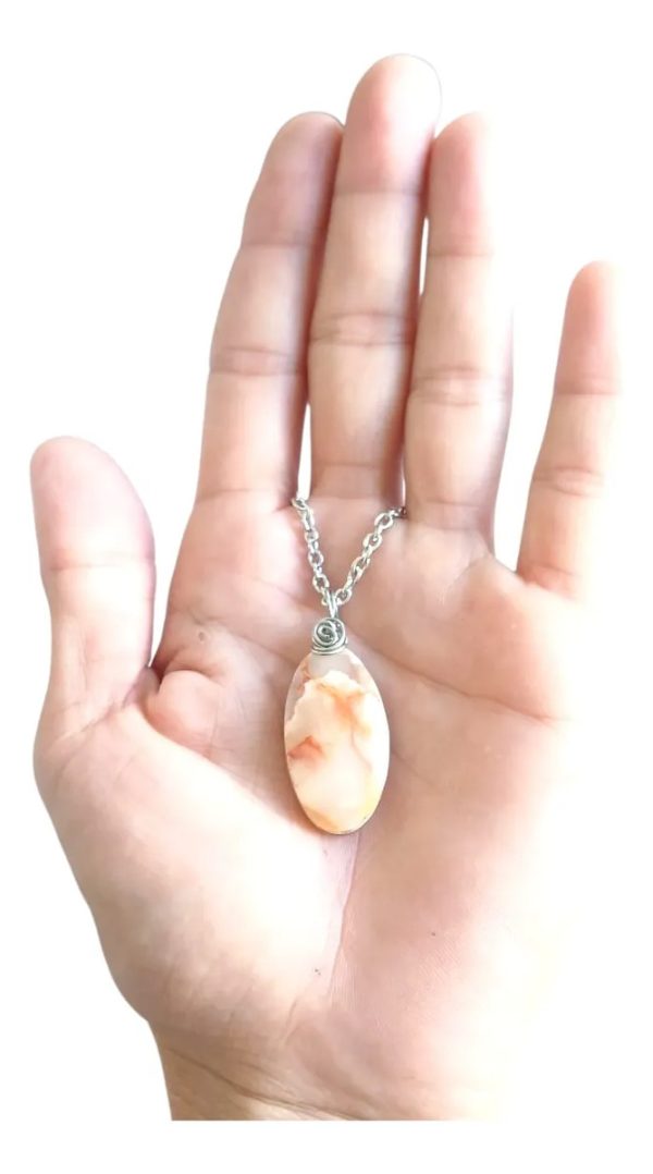 Dije Onix Veteado Y Cadena Acero. Piedra Protección - Imagen 5