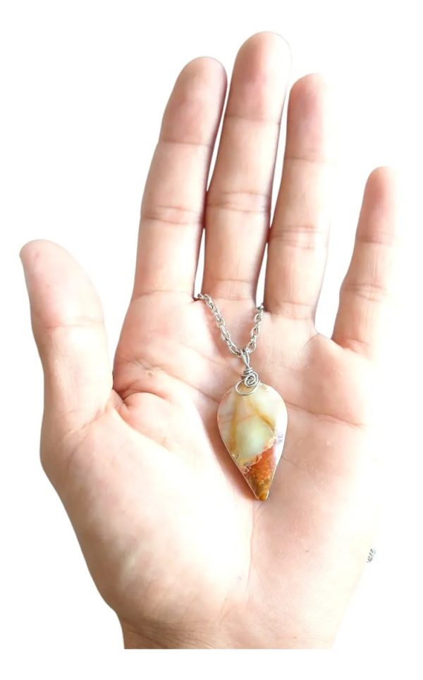 Dije Onix Veteado Y Cadena Acero. Piedra Protección - Imagen 3