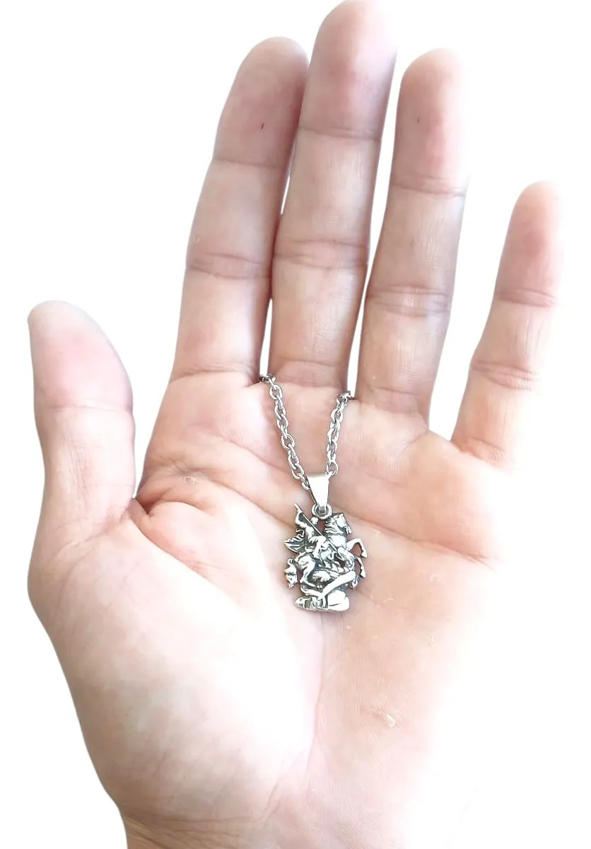 Medalla San Cristóbal Dije Plata Leve Con Cadena De Acero. - Imagen 4
