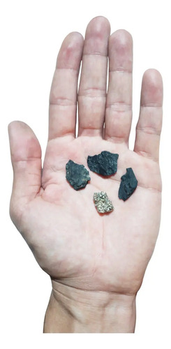 Shungita Piedra Energética Y Pirita. 1cm Kit 4 Piedras - Imagen 2