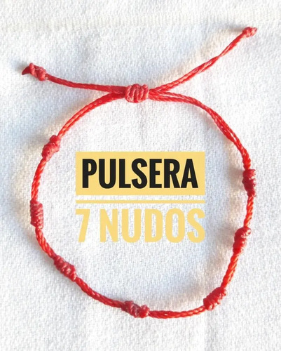 5 Pulseras 7 Nudos Rojas Con Hilo Encerado. Proteccion - Imagen 4