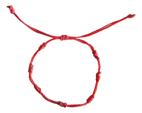 5 Pulseras 7 Nudos Rojas Con Hilo Encerado. Proteccion