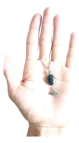 Obsidiana Negra, Dije En Acero C/piedra Natural. Protección - Imagen 2