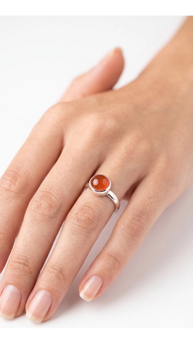 Anillo En Plata De Ley 925 Regulable Con Piedra Natural - Imagen 2