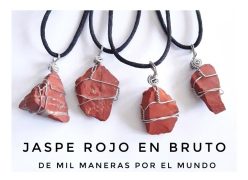 Collar acero jaspe rojo en bruto tranquilidad y plenitud